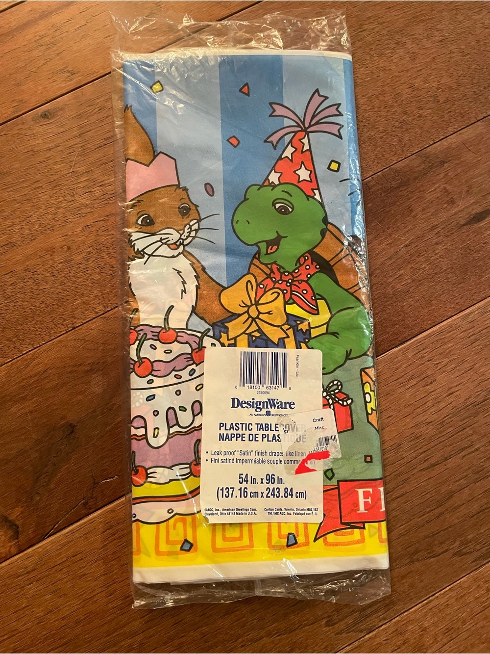 Vintage Y2K Franklin Plastic Party Tablecloth NEW